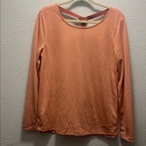 Nike dry-fit womens long sleeve orange top size M 100% recycle poly crew neck